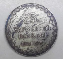 Efemera - Yapı Kredi Bankası 25. Yıl Hatıra Gümüş Madalya 15,83 gr 35 mm - kitantik - kitaLog