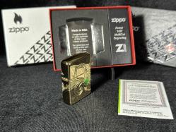 Orijinal Zippo Çakmak 49108  Armor 360 Fleur-De-Lis Design Gold Plated