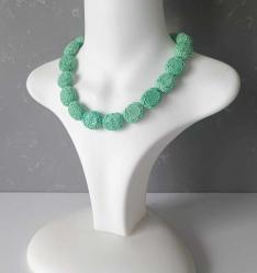 Vintage Turkuaz Rengi Havlit Taşı Elde Oyma SHOU Sembollü Kolye