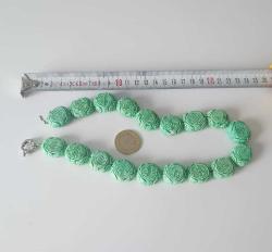 Vintage Turkuaz Rengi Havlit Taşı Elde Oyma SHOU Sembollü Kolye