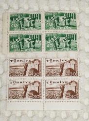 PUL0302-BERGAMA KERMES OYUNLARI PULLARI 1957***4 LÜ BLOK