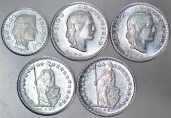 İSVİÇRE 5-10-20 RPPEN VE 1 - 2 FRANK MADENİ PARA SETİ 1979. AG SIGG ALUMİNYUM FİRMASI TARAFINDAN KULLANILMIŞ ÖZEL PARALARDIR. NADİR. HEPSİ ÇİL KONDİSYON.