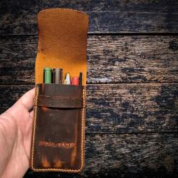 ALBA %100 El Yapımı Hakiki Deri Kapaklı Kalemlik