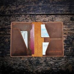 %100 El Yapımı PRAG Hakiki Deri Pasaport Cüzdanı Organizer