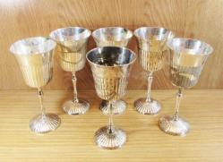 ViNTaGe GÜMÜŞ KAPLAMA YüKSeK KADEH TAKIMI....6 Lı