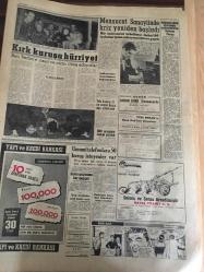 YENİ SABAH GAZETESİ  22 EYLÜL  1959 YIL :22 SAYI :7382 --Irak da Kasım Aleyhinde  Nümayişler --CHP .Mebusları dünde  Geyikliye gidemediler ---Aya giden  rokete  dair  rapor  yayınlandı --Kabine dün  vilayette  uzun bir  toplantı yaptı --Bir kamyon devrildi  7 ölü  22 ağır  yaralı var --Şehir tiyatroları  bu yıl  5 sahnede  faaliyete geçiyor --Ruşen Eşref  Ünaydın'ı  kaybettik --Yirmi  yol ve  sokak  daha  asfaltlanacak --Mensucat  Sanayinde  kriz yeniden  başladı --Sinema :Mevsime Girerken ---Fenerbahçe  Budapeşte de  :Yarın  oynanacak  müsabakayı  17 den itibaren  radyo veriyor --Y.Balaş  yüksek  atlama Dünya  Rekorunu Kırdı --Beşiktaş  -Feriköy  K.Gümrük  -K.Paşa --Basketbol  da Fenerbahçe  rakibi  belli  oldu --Konkur  Hipikler  muvaffak  olmuştur --Kahve satışları  dün  muvakkaten  durduruldu --