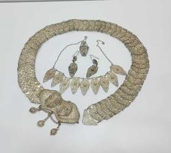 Eski 1980 lerin 925 Gümüş Midyat Telkari Kemer Kolye Küpe ve Yüzük Set 314 gram