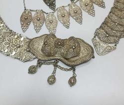 Eski 1980 lerin 925 Gümüş Midyat Telkari Kemer Kolye Küpe ve Yüzük Set 314 gram