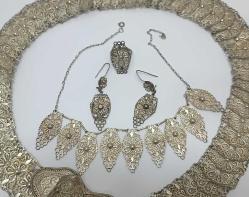 Eski 1980 lerin 925 Gümüş Midyat Telkari Kemer Kolye Küpe ve Yüzük Set 314 gram