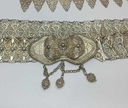 Eski 1980 lerin 925 Gümüş Midyat Telkari Kemer Kolye Küpe ve Yüzük Set 314 gram