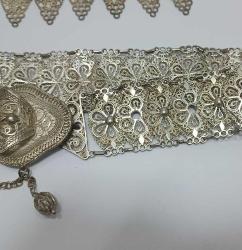 Eski 1980 lerin 925 Gümüş Midyat Telkari Kemer Kolye Küpe ve Yüzük Set 314 gram