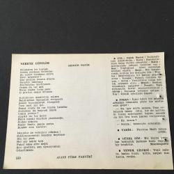 28 EYLÜL 1960 -TAKVİM YAPRAĞI-DOĞUM GÜNÜ HEDİYESİ-AJANS TÜRK-ŞİİRLİ VE SAATLİ TAKVİMİ,NİHAL ATSIZ,ÜMİT YAŞAR OĞUZCAN,RENGİN NADİR,FAL,FIKRA,PATRONA HALİL İSYANI 1730,GÜZEL SÖZ,YEMEK LİSTESİ,