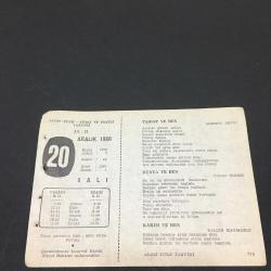 20 ARALIK 1960 -TAKVİM YAPRAĞI-DOĞUM GÜNÜ HEDİYESİ- AJANS TÜRK - ŞİİRLİ VE SAATLİ TAKVİMİ,HİKMET SEVİĞ,YUSUF ÖNDER,YALÇIN KAYMAKÇI,ENGİN GÜREŞ,YILMAZ GÜREŞ,FAL,FIKRA,FRANSIZ DEVLET ADAMLARINDAN SULLY NİN ÖLÜMÜ 1641,GÜZEL SÖZ,YEMEK LİSTESİ