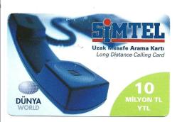 K = UZAK MESAFE  ARAMA KARTI ( SİMTEL - 10  YTL ) TEMİZ  ve  NADİR