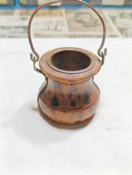 K61-----AHŞAP VE BAKIR DEKORLUK ESKİ KÜÇÜK BOY SU KOVASI