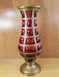 ViNTaGe DİLİMLİ CaMLı PiRiNÇ HİNT VAZO......36cm