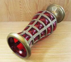 ViNTaGe DİLİMLİ CaMLı PiRiNÇ HİNT VAZO......36cm