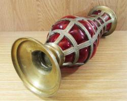 ViNTaGe DİLİMLİ CaMLı PiRiNÇ HİNT VAZO......36cm