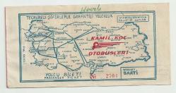 1966 SENESİ NADİR KAMİL KOÇ OTOBÜS YOLCU BİLETİ....