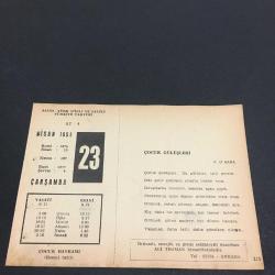 23 NİSAN 1958 -TAKVİM YAPRAĞI-DOĞUM GÜNÜ HEDİYESİ- AJANS-TÜRK ŞİİRLİ VE SAATLİ TÜRKİYE TAKVİMİ,Z.O.SABA,H.A. YÜCEL,FAL,FIKRA,TBMM NİN AÇILMASI 1920,MİLLİ HAKİMİYET VE ÇOCUK BAYRAMI,GÜZEL SÖZ,YEMEK LİSTESİ