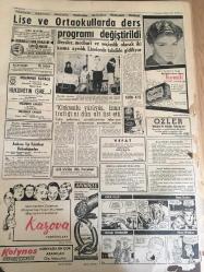 YENİ SABAH GAZETESİ 4 MAYIS 1963  YIL :25 SAYI :8673---Bayındırlık Vekili Seçkin Açıkladı :Türkiye 'nin  en mühim  meselesi :Keban Barajı ---Zonguldak ta trafik kazası 8 kişi  öldü -- Bayram şekeri için  arkadaşını  öldürdü --Suriye de 6  vekil istifa etti --Bayramlaşma :Sivavuşgil ---Lise ve  Ortaokullarda ders  programı  değiştirildi --Pazartesi  yapılacak dev maç için  :Fenerbahçe ve Beşiktaş  Dün Akşam  Kampa Girdi --Galatasaray ,K.Paşa ile bugün  karşılaşıyor ---Güreşi kurtarma  çarelerini Şura altı  madde de  topladı --Brezilya yine mağlup etti --Yugoslav  Futbolcular  Bayram Ertesi Geliyor --Basketbol da  H. Okulu :56 Galatasaray  :53--Kızlarda Gazi Eğitim  Türkiye Basket Şampiyonu --
