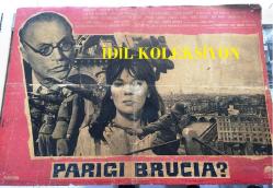 PARİS YANIYOR, ORİJİNAL İTALYANCA SİNEMA BEZ AFİŞİ - PARIGI BRUCIA? - Paris brûle-t-il ?, 1966, BEZ FİLM AFİŞİ / POSTERİ - BÜYÜK BOY - ORİJİNAL - 68 X 46 cm EBADINDA - Original Turkish Big Size Movie Poster - René Clément, Larry Collins, Dominique Lapierre, Gore Vidal, Jean-Paul Belmondo, Charles Boyer, Leslie Caron, Jean-Pierre Cassel, George Chakiris, Bruno Cremer, Claude Dauphin, Alain Delon, Kirk Douglas, Pierre Dux, Glenn Ford, Gert Fröbe, Daniel Gélin, Georges Géret, Hannes Messemer, Harry Meyen, Yves Montand, Anthony Perkins, Michel Piccoli, Wolfgang Preiss, Claude Rich, Simone Signoret, Robert Stack, Jean-Louis Trintignant, Pierre Vaneck, Marie Versini, Skip Ward, Orson Welles