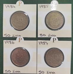 (50) ELLİ LİRA 1984-1985-1986-1987  (4lü takım) ÇÇT+++