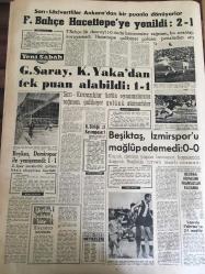 YENİ SABAH GAZETESİ  8 NİSAN 1963 YIL :25 SAYI :8647---Suriye de kanlı nümayişler oluyor --AP yurtta  Kardeşlik  Kampanyası  Açacak--Küçük ,Rumlar  Şeref  Sözünü  Tutmadı Dedi --İzmir  skandalının  dosyası  bugün  adliyeye veriliyor --Amerikalı  milyoner  eşi tarafından  kılıçlandı --Elazığ radyosu  kapatıldı ---Nisan Balığı :  Siyavuşgil --Tıp Postası  :Or.Prof.Dr Sadi Irmak --Almanya bizden  cephane  alıyor --Ankara Radyosunun  Genç  ve Kıymetli Sesi : Sevim Suer ---Sarı -Lacivertliler  Ankara dan  bir puanla  dönüyorlar :Fenerbahçe  Hacettepe 'ye  yenildi :2-1---Galatasaray  , K. Yaka dan  tek puan  alabildi :1-1--Beykoz ,Demir Spor ile  Yenişemedi --Beşiktaş ,İzmir Sporu  Mağlup Edemedi :0-0--Uludağ Kupasını Fransızlar Kazandı --Venezia Polermo  'ya 2-1 mağlup ---
