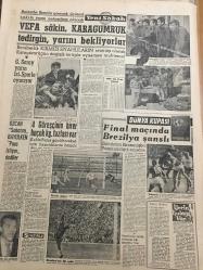 YENİ SABAH GAZETESİ  15 HAZİRAN 1962 YIL :25 SAYI :8352--AP 'Yİ Tedavi için bir komisyon teşkil  edildi --K.Gülek 'e  göre ortak pazara katılmamız  ihtimali çok zayıf--Müstakil  Grup Necmi Ökten  'i  yetkili kıldı ---Iraklı Türkler  topa tutuldu --Akif İyidoğan ,Necmi Ökten, Kamuran Evliyaoğlu ,Nihat Su ,İhsan Gürsan  AP den istifa etti --Yeni Kabine :Siyavuşgil --Gizli ordu tehdit  ve  tedhişe  devam ediyor --Iraklı  Türkler Topa Tutuldu --Vefa sakin Karagümrük  tedirgin  ,yarını bekliyorlar --Galatasaray  yarın  İst.Spor la oynuyor --4 Güreşçinin  birer  buçuk kg .fazlası  var --Final Maçında Brezilya Şanslı --