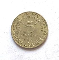 Fransa 5 Centimes 1980
