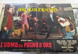 Altın Yumruk İstanbul'da, ORİJİNAL İTALYANCA WESTERN SİNEMA BEZ AFİŞİ - L'UOMO DAL PUGNO D'ORO - El hombre del puño de oro, 1967, FİLM BEZ AFİŞİ / POSTERİ - BÜYÜK BOY - ORİJİNAL - 66 X 44 cm EBADINDA - Original Turkish Big Size Movie Poster - Jaime Jesús Balcázar, Germán Cobos, Erika Blanc, Franco Ressel, Tomás Torres, Antonella Murgia, Giuliano Raffaelli, Pietro Ceccarelli, Luis de Tejada, Mónica Randall