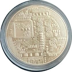 2013 yılı Kapsülünde Bitcoin madalyonu gümüş rengi