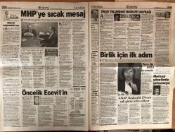 Hürriyet Gazetesi - 22 Nisan 1999 -  - AP - Lyon - Zara - CHP - ANAP - Onur - MHP - Devlet Bahçeli - Bülent Ecevit - DSP - DYP - Isla - Baha - Bahattin Şeker - Eder - Galatasaray - Borussia Dortmund - Almanya - Dida - LP - Alpay - Eren - Beşiktaş - Fenerbahçe - Gol Krallığı - Aykut Kocaman - Ertuğrul Sağlam - Yerli üretim - Fatih Terim - Teknik Direktör - Aziz Yıldırım - Aziz - Alper - Moldova - Yıldız Futbolcu - Teknik Heyet - Hakan Şükür - Hagi - Arif Erdem - Tanju Çolak - Model - Tansu Çiller - AIK - Adamlar - Seçim sonuçları - Seçim Sonuçları - Vural Savaş - Anayasa Mahkemesi - Agu - Siyasi Partiler - Müller - Lens - Belediyeler - Ege - Yerel Seçimler - Aydın Doğan - Ertuğrul Özkök - Bero - Sinan - Murat Karayalçın - Redd - Erdoğan - Recep Tayyip Erdoğan - Abdullah Gül - Celal Adan - Nazlı Ilıcak - Ali Müfit Gürtuna - Yerel Seçim Sonuçları - Volkan - Şili - Basın Toplantısı - Fransa - Mesut Yılmaz
