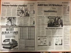 Milliyet Gazetesi - 25 Ekim 1998  - AP - Baha - CHP - Gülben Ergen - Mesut Yılmaz - Tarkan - Orhan Pamuk - MHP - Fenerbahçe - Takım Otobüsü - Beşiktaş - Alpay - LP - Moldova - AKP - PAK - Bayern - Bayern Münih - Galatasaray - Özgül - ATP - Eren - Kupa Galipleri Kupası - Teknik Direktör - Yıldız Futbolcu - Kulüp Doktoru - Cengiz - Ege - Aziz Yıldırım - Aziz - Dida - Sarı Kart - Teknik Heyet - Hollanda - Eder - Avrupa Şampiyonası - Volkan - Çek Cumhuriyeti - MSP - Ertugrul - Roda - Derbi Maçı - Norveç - Ukrayna - Juventus - Athletic Bilbao - Rosenborg - Kanada - Yilmaz - Ersin Taranoğlu - Orman - Belediye başkanı - Sinan - Ozan - ANAP - Doğu Perinçek - DSP - Model - Allan - Güneş Taner - Bülent Ecevit - Deniz Baykal - Zara - Redd - Sağlık sigortası - Sağlık Reformu - Mesut Parlak - Eğitim reformu - Eğitim Reformu - DYP - Tansu Çiller - Duman - Aydın Doğan - Patron - Fikri Sağlar - Onur - Didi - Fabri