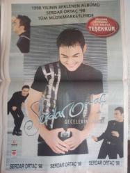 Süper Takip Extra Haftalık Aktüalite Sinema Tiyatro Müzik ve Magazin Gazetesi - 9 Eylül 1998 - Mahsun Kırmızıgül - Elvan Aktan - Mustafa Çağlar - Didem Taslan - Nilüfer Kurt - Cem Yılmaz - Seda Uzeroğlu - Ali Nur Validedeoğlu - Levent Özdilek - Savaş Ay - Yeşim Salkım - Levent Erim - Demir Demirkan - Sertab Erener - Derin Mermerci - Özben Önal - Müzeyyen Senar - Yılmaz Morgül - Barbaros Hayrettin - MFÖ - Mustafa Topaloğlu - Serdar ORtaç - Müziğin Rengi - Berna Yılmaz - Türkan Sabancı - Dilek Sabancı - Derviş Arınç - Fikret Çıtırgı - Bekir Berk - Jale Tezer - Emel Yeşil - Cemil İpekçi - Ali Dürüst - Ali Ergin - Murat Murathanoğlu - Teoman Demir - Elif Ilgaz - Sezen aksu - Bilmece & Bulmaca & Eğlence - Osman Fahir Seden - Gönül Gül - Pınar Aylin - Huysuz Virjin - Serdar Ortaç fotoğraf ve haberi - Tam Takım Gazete