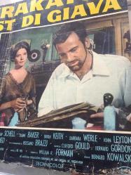 Krakatoa - Büyük macera, ORİJİNAL İTALYANCA SİNEMA BEZ AFİŞİ - KRAKATOA EST DI GIAVA, 1968, FİLM BEZ AFİŞİ / POSTERİ - BÜYÜK BOY - ORİJİNAL - 66 X 46 cm EBADINDA - Original Turkish Big Size Movie Poster - Bernard L. Kowalski, Maximilian Schell, Diane Baker, Brian Keith, Barbara Werle, Sal Mineo, Rossano Brazzi, John Leyton, J.D. Cannon, Jacqueline Chan, CINERAMA