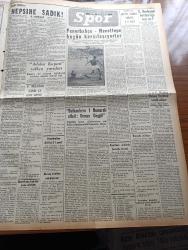 Yeni İstanbul Gazetesi - 21 Ağustos 1955 - Fas Ve Cezayirde Kanlı Çarpışma 300 Ölü Var - Ticaret Vekili Sıtkı Yırcalı İzmir Fuarını Açarken Yeni Dış Ticaret Rejimini De İzah Etti - Şiddetli Bir Tayfun Dün Amerika'yı Altüst Etti - Irak Kralı İkinci Faysal Savarona İle Fransa'ya Hareket Etti - Dün İstanbul'da 50 Gram Kahve Bulmak Mümkün Olmadı - Atom Konferansı Sona Erdi - Pedagoji Kongresi - Ankara İstanbul İzmir Radyosu Programı - Biyoloji Ve Din - Fenerbahçe Hacettepe Bugün Karşılaşıyorlar - Balkanların 1 Numaralı Atleti Osman Coşgül - Adalar Kupası Yelken Yarışları -  Sportif Oyunlar Federasyonu - Çapamarka - Gripin