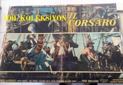 KORSANLARIN SAVAŞI, ORİJİNAL İTALYANCA SİNEMA BEZ AFİŞİ - IL CORSARO, 1970, FİLM BEZ AFİŞİ / POSTERİ - BÜYÜK BOY - ORİJİNAL - 65 X 45 cm EBADINDA - Original Turkish Big Size Movie Poster - Antonio Mollica, Robert Woods, Tania Alvarado, Armando Calvo, Cris Huerta, Miguel del Castillo, Ángel del Pozo, Ana María Mendoza, Luis Induni, Juan Amigo, Marina Brengola