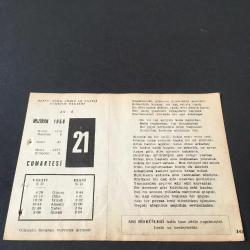 21 HAZİRAN 1958 -TAKVİM YAPRAĞI-DOĞUM GÜNÜ HEDİYESİ-AJANS-TÜRK ŞİİRLİ VE SAATLİ TÜRKİYE TAKVİMİ,FAL,FIKRA,İBNİ SİNANIN ÖLÜMÜ 1037,GÜZEL SÖZ,YEMEK LİSTESİ