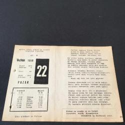 22 HAZİRAN 1958 -TAKVİM YAPRAĞI-DOĞUM GÜNÜ HEDİYESİ-AJANS-TÜRK ŞİİRLİ VE SAATLİ TÜRKİYE TAKVİMİ,Y.Z.ORTAÇ,FAL,FIKRA,ALMANYANIN RUSYAYA HARP İLANI 1941,GÜZEL SÖZ,YEMEK LİSTESİ