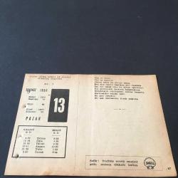 13 TEMMUZ 1958 -TAKVİM YAPRAĞI-DOĞUM GÜNÜ HEDİYESİ-AJANS-TÜRK ŞİİRLİ VE SAATLİ TÜRKİYE TAKVİMİ,ÖZBEK İNCEBAYRAKTAR,FAL,FIKRA,TEBRİZİN ZAPTI,1534,SEZARIN DOĞUMU 100,GÜZEL SÖZ,YEMEK LİSTESİ