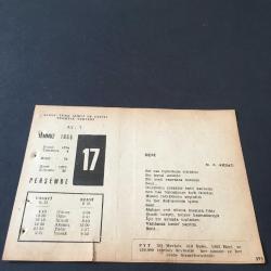 17 TEMMUZ 1958 -TAKVİM YAPRAĞI-DOĞUM GÜNÜ HEDİYESİ-AJANS-TÜRK ŞİİRLİ VE SAATLİ TÜRKİYE TAKVİMİ,M.Z.AKDAĞ,MUHSİN DENLİ,FAL,FIKRA,TIRNOVANIN ZAPTI,1389,İNGİLİZLERİN HALEPİ İŞGALİ 1941,GÜZEL SÖZ,YEMEK LİSTESİ