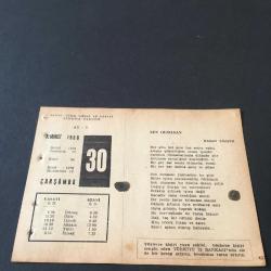 30 TEMMUZ 1958 -TAKVİM YAPRAĞI-DOĞUM GÜNÜ HEDİYESİ-AJANS-TÜRK ŞİİRLİ VE SAATLİ TÜRKİYE TAKVİMİ,HASAN ŞİMŞEK,N.F.AKINCI,FAL,FIKRA,FRANSIZ BESTECİSİ CHAPTALE NİN ÖLÜMÜ 1832,GÜZEL SÖZ,YEMEK LİSTESİ