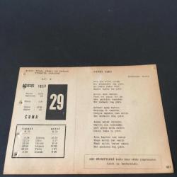 29 AĞUSTOS 1958 -TAKVİM YAPRAĞI-DOĞUM GÜNÜ HEDİYESİ-AJANS-TÜRK ŞİİRLİ VE SAATLİ TÜRKİYE TAKVİMİ,HURİSER EMRE,FAL,FIKRA,MOHAÇ MEYDAN MUHAREBESİ,1526,GÜZEL SÖZ,YEMEK LİSTESİ