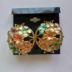 Klipsli Vintage Küpe Yuvarlak Gold Mine