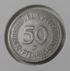 1980-D BATI ALMANYA DEUTSCHE 50 PFENNİG ORİJİNAL MADENİ PARASI NORMAL HARFLİSİ ÇİLALTI-ÇİL 2ZBB1A ÇOK NADİR