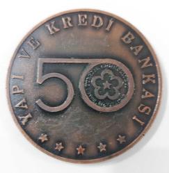1973 ATATÜRK KİTAPLIĞI AÇILIŞ ANISINA YAPI KREDİ BANKASININ 50.YILI BRONZ ORİJİNAL MADALYONU ÇİLL NADİR AA1BB1A ÇİLİ PEK ÇIKMAZ