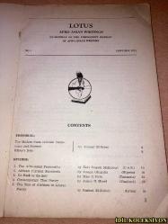LOTUS : QUARTERLY OF THE PERMANENT BUREAU OF AFRO / ASİAN WRİTERS - NO.1 JANUARY 1971 - İNGİLİZCE DERGİ (YOUSSEF EL SEBAİ / ZAKİ NAGUİB MAHMOUD / JOSEPH OKAPAKU / MİSS O. PALA / JAMES N. MOSEL / RASHED EL ZUBEİR / )