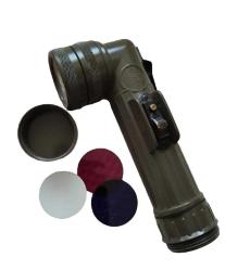 Amerikan Ordusu tarafından Kore ve Vietnam Savaşlarında askerlerin kullandığı Fulton marka el Feneri, şifreli isaretleşmeler için renkli camları da mevcut, çok iyi kondisyonda,  koleksiyonluk..20 cm.