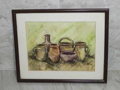 4368-ÜNLÜ RESSAM SERAP ETİKE 1983 İMZALI SULU BOYA RESİM TABLO***KOLEKSİYONUMDAN***